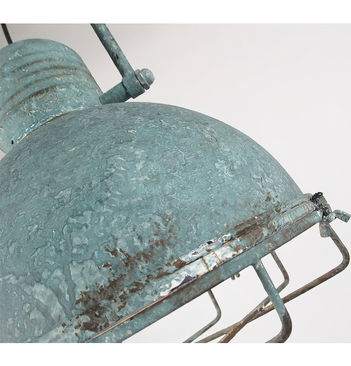 Hopedale Pendant Light - Weathered Antique Coastal Farmhouse Dome Pendant with Wire Cage