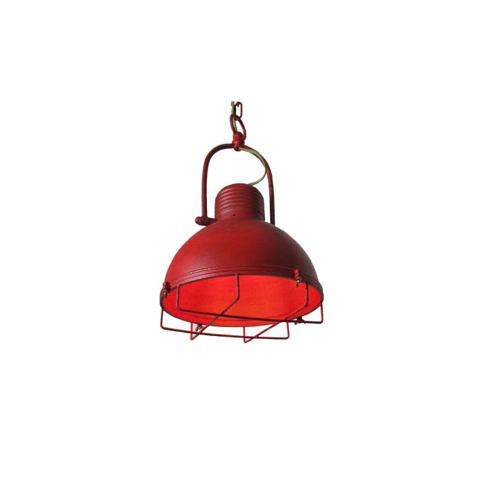 Hopedale Pendant Light - Weathered Antique Coastal Farmhouse Dome Pendant with Wire Cage