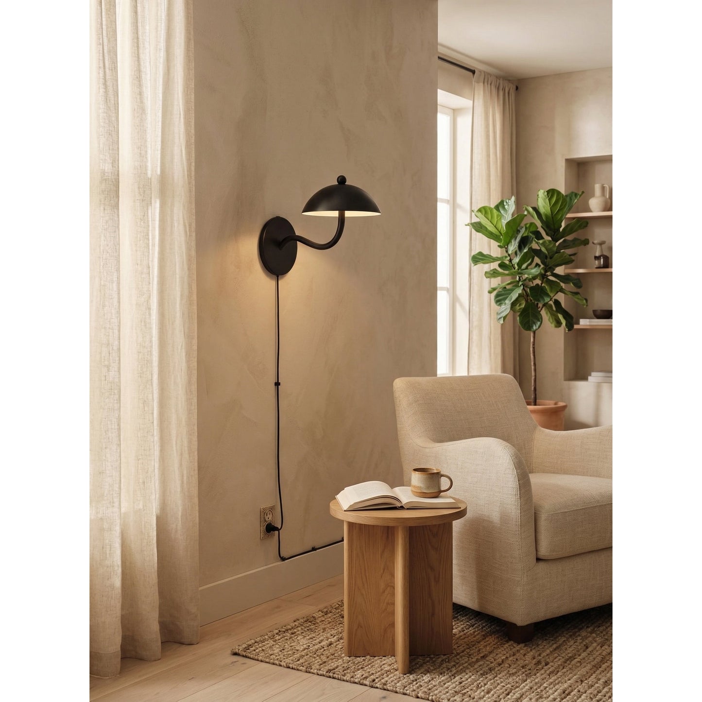 Ripple Plug-in Wall Lamp - Vibrant Brass LED Sconce