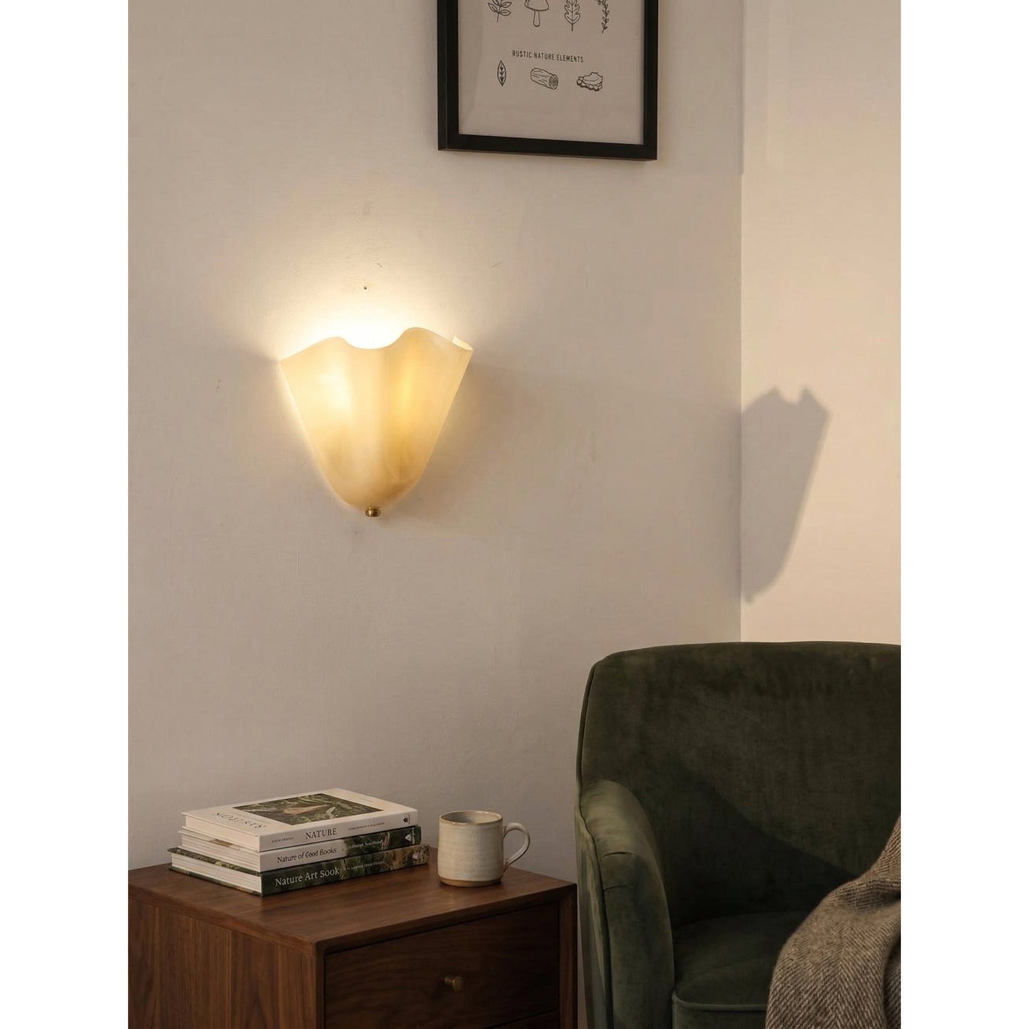 Flower Glass Wall Lamp - Hand-Blown Petal Glass Sconce in Earth Tones