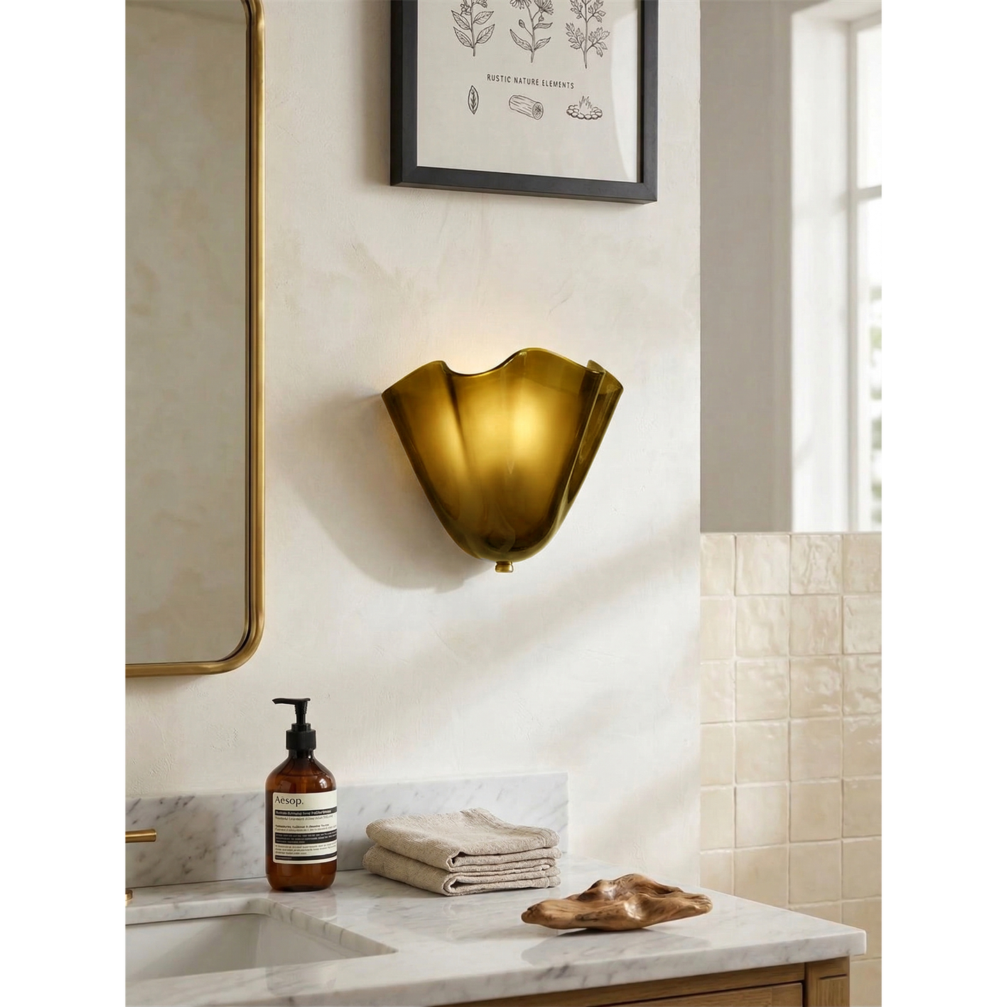 Flower Glass Wall Lamp - Hand-Blown Petal Glass Sconce in Earth Tones