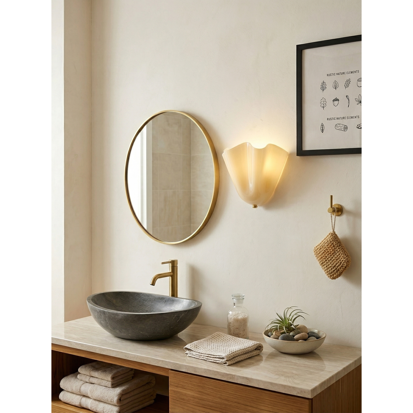 Flower Glass Wall Lamp - Hand-Blown Petal Glass Sconce in Earth Tones