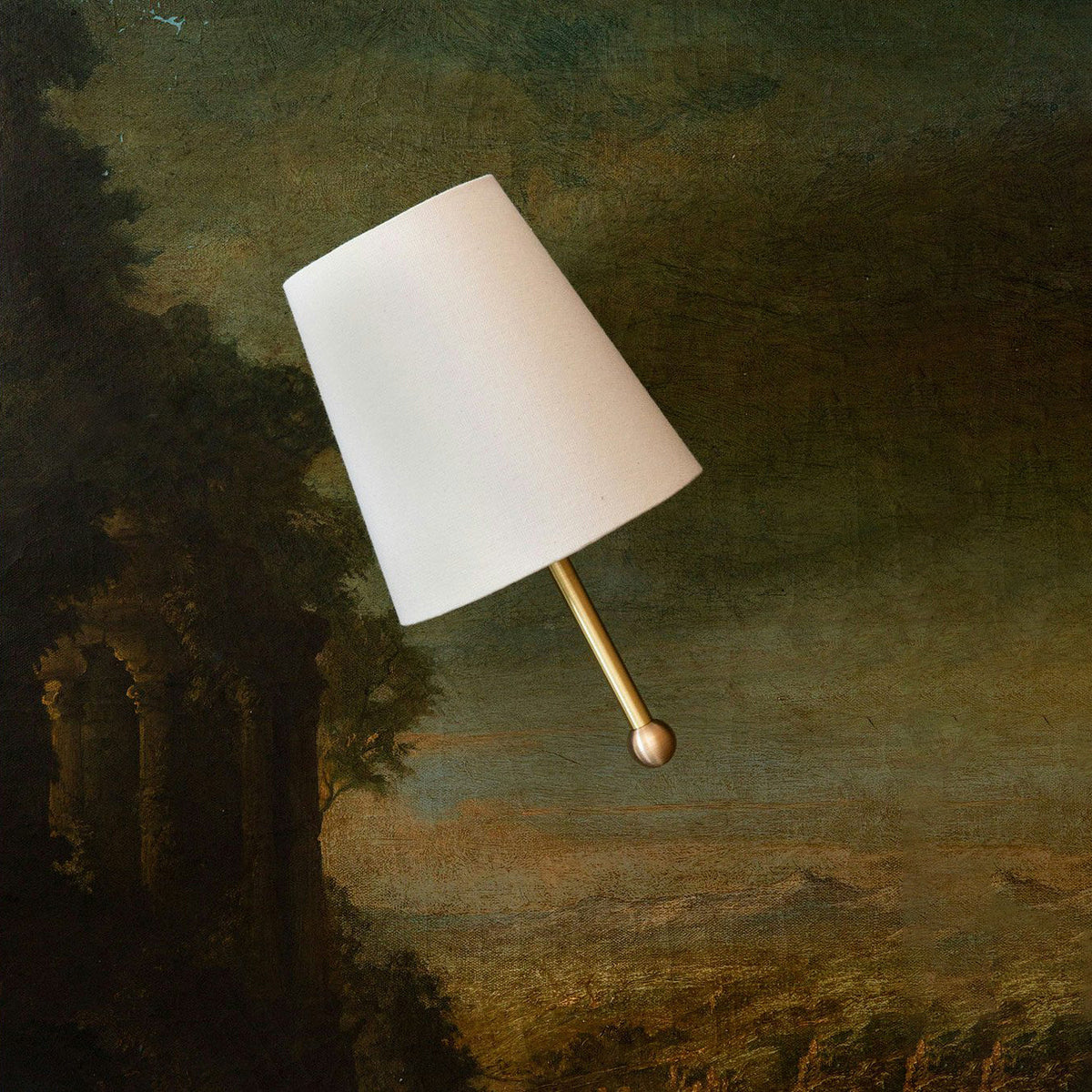 House Wall Lamp - Contemporary Brass & Tailored Linen Shade Wall Sconce