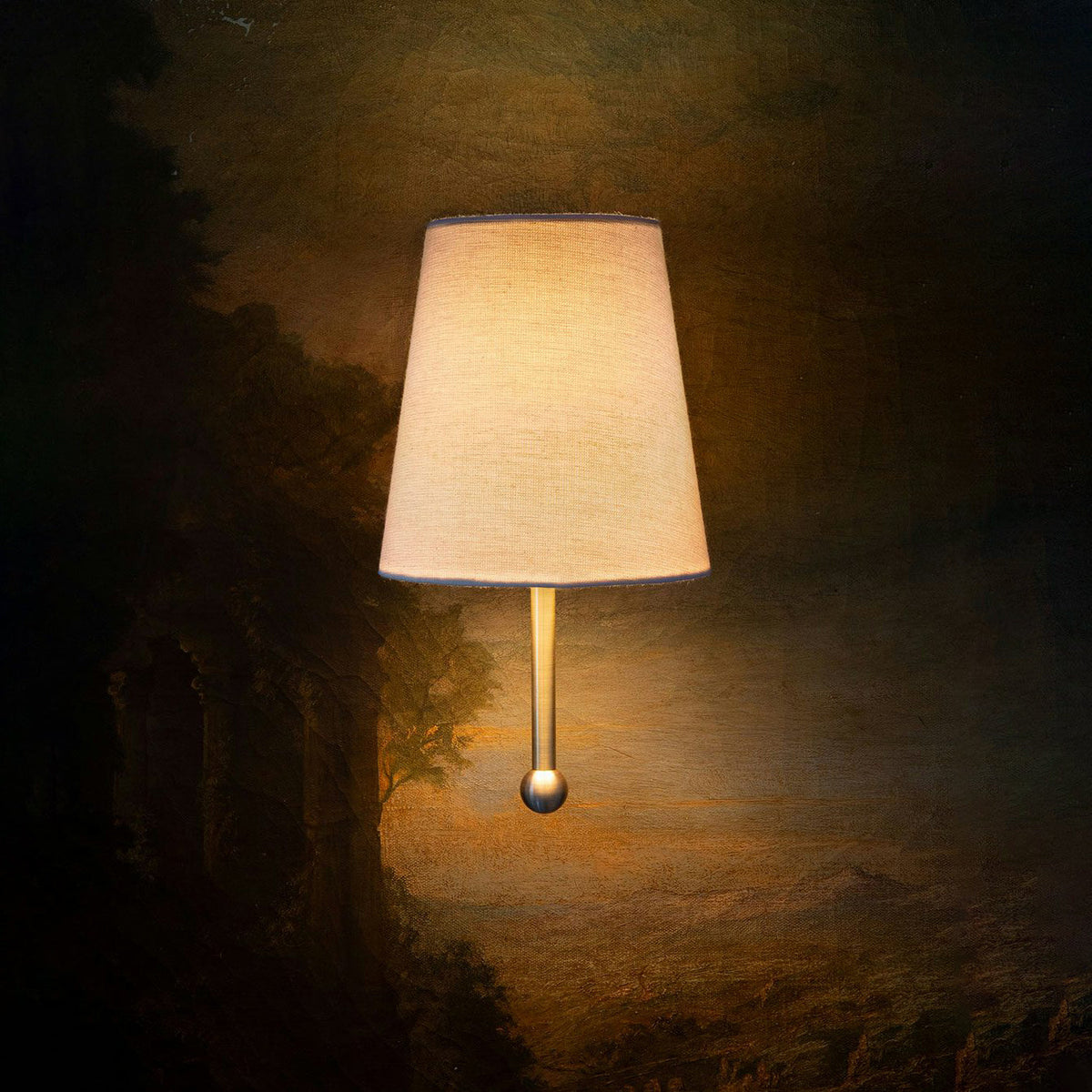 House Wall Lamp - Contemporary Brass & Tailored Linen Shade Wall Sconce