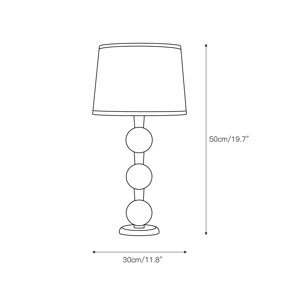 Hugo Barbell Table Lamp - Handcrafted Solid Oak Globe & Woven Fabric Shade Accent Light