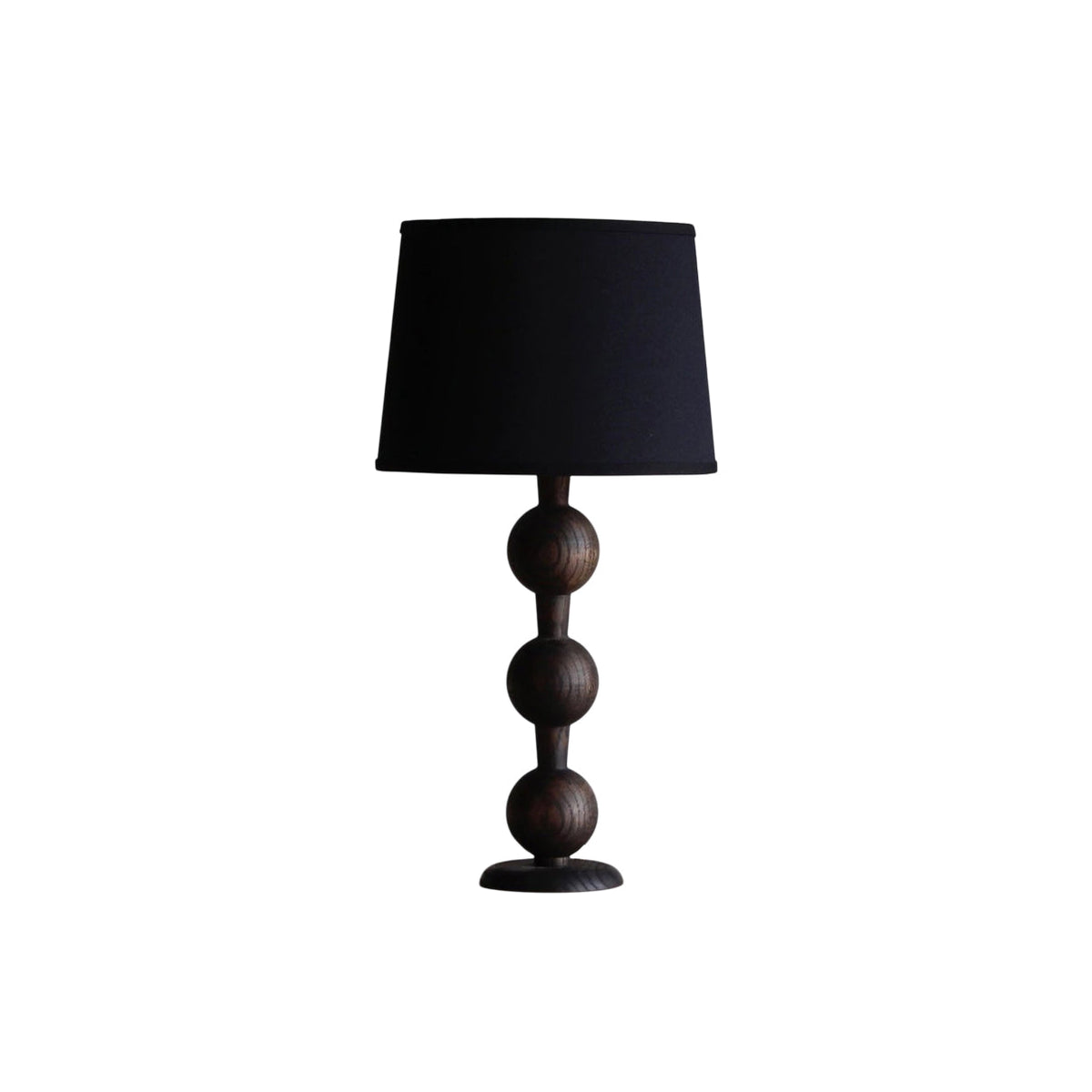 Hugo Barbell Table Lamp - Handcrafted Solid Oak Globe & Woven Fabric Shade Accent Light