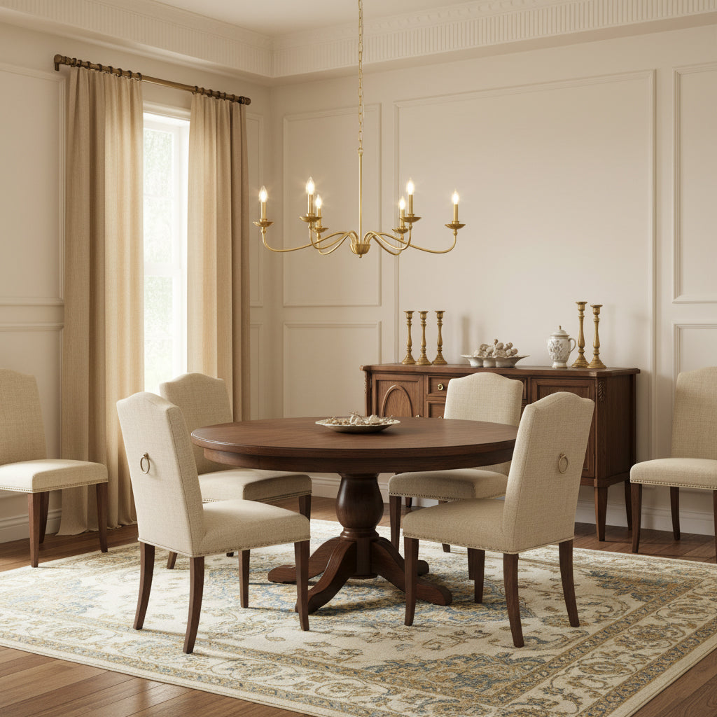 Hunter Chandelier - Classic 6-Light Scrolling Brass Candle Pendant