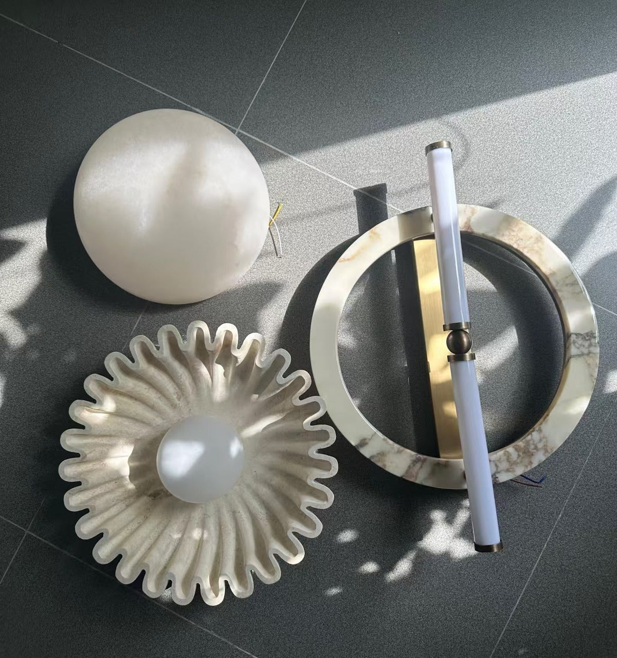 Ice Wall Lamp - Handcrafted Natural Marble & PMMA Diffuser Sculptural LED Wall Sconce