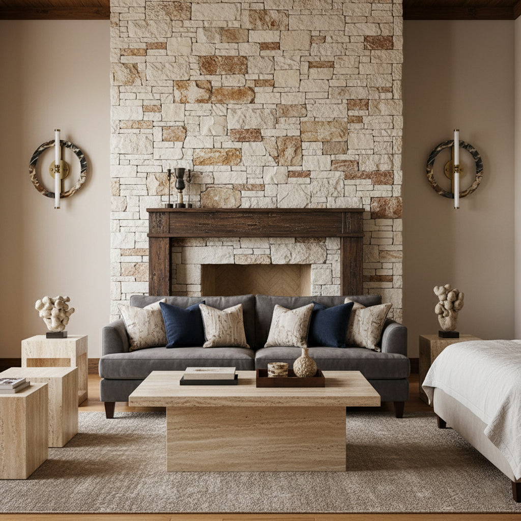 Ice Wall Lamp - Handcrafted Natural Marble & PMMA Diffuser Sculptural LED Wall Sconce