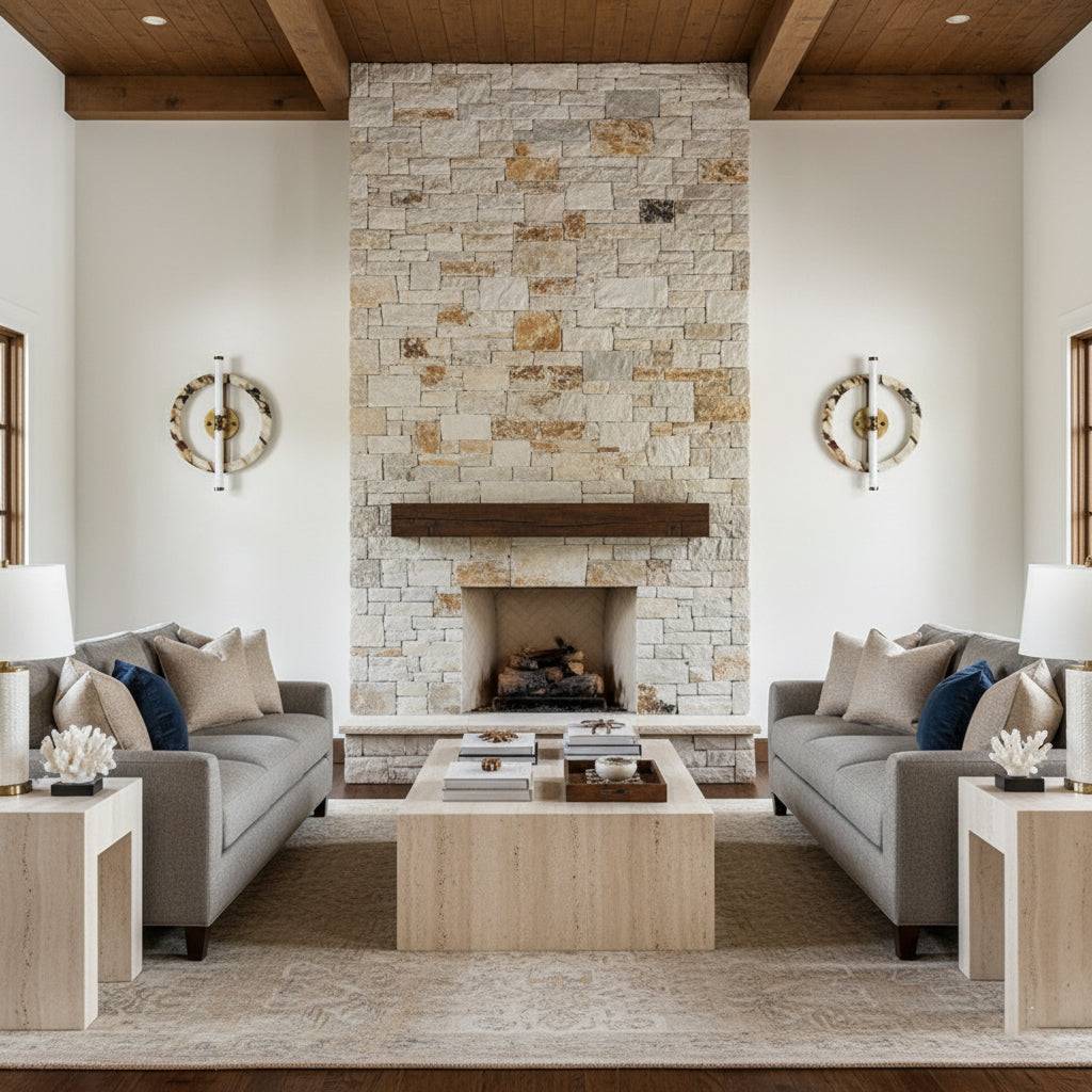 Ice Wall Lamp - Handcrafted Natural Marble & PMMA Diffuser Sculptural LED Wall Sconce