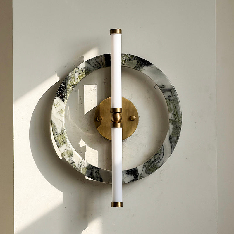 Ice Wall Lamp - Handcrafted Natural Marble & PMMA Diffuser Sculptural LED Wall Sconce