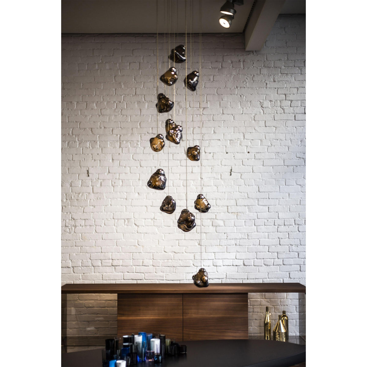 Ice Pier Pendant Lamp - Hand-Blown Sculptural Glass Multi-Pendant Cascade