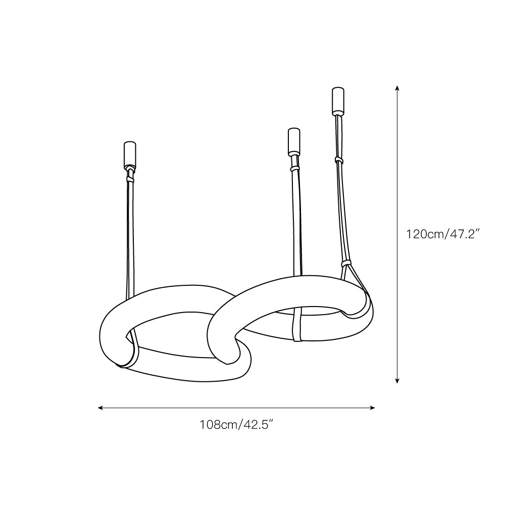 Infinity Alabaster Chandelier - Tubular Spanish Alabaster & Brown Leather Suspension Sculpture
