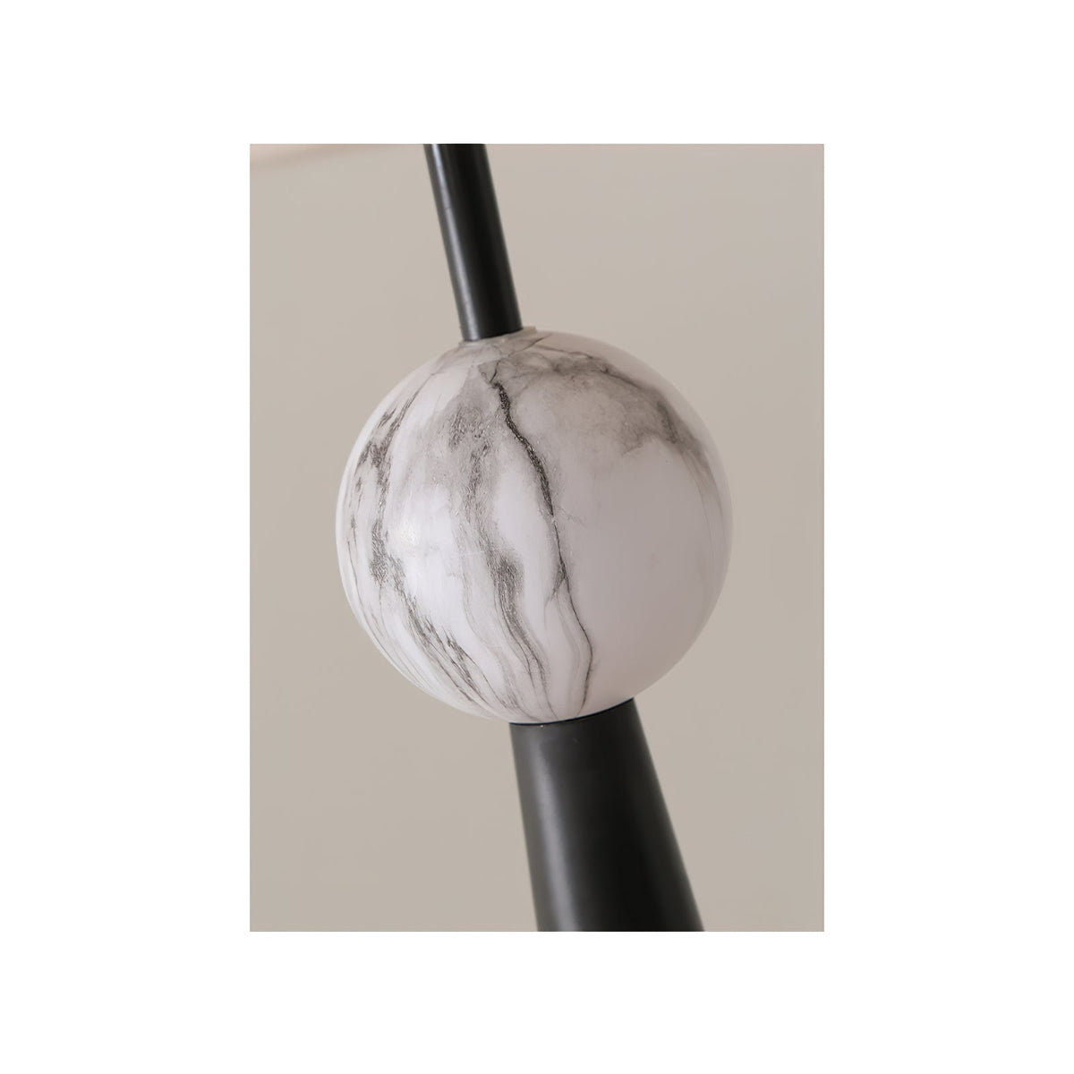 Innes Floor Lamp - Textured Black Iron & Marble Pattern Base with Cotton Shade
