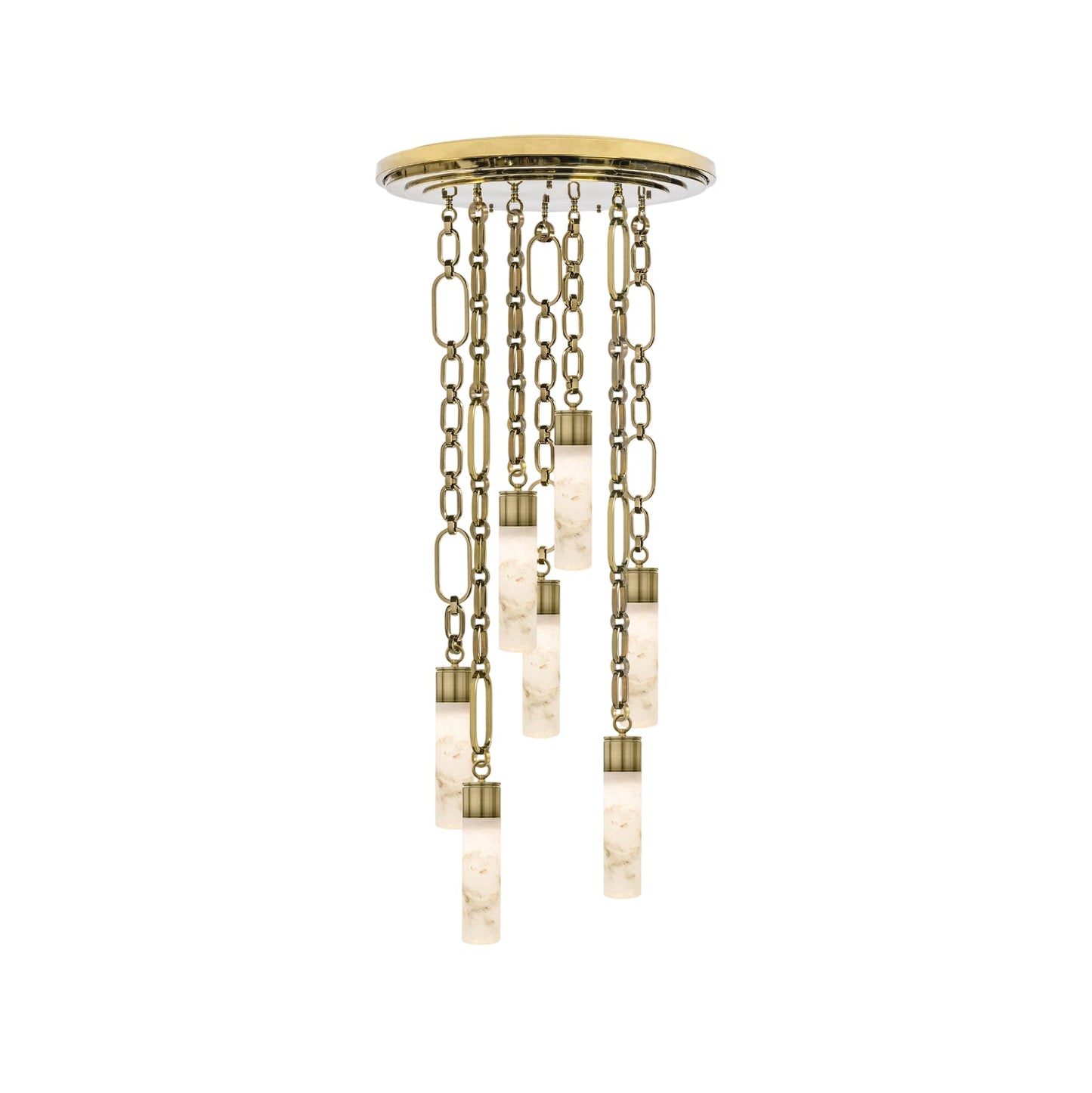 Chain Alabaster Chandelier - Luxury Elliptical Link & Natural Stone LED Pendant