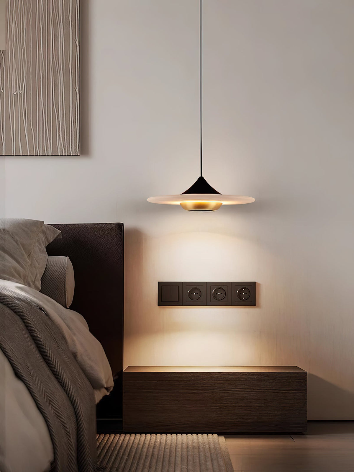 Ipno LED Alabaster Pendant Light - Sleek Aluminum & Natural Spanish Alabaster Disc Pendant