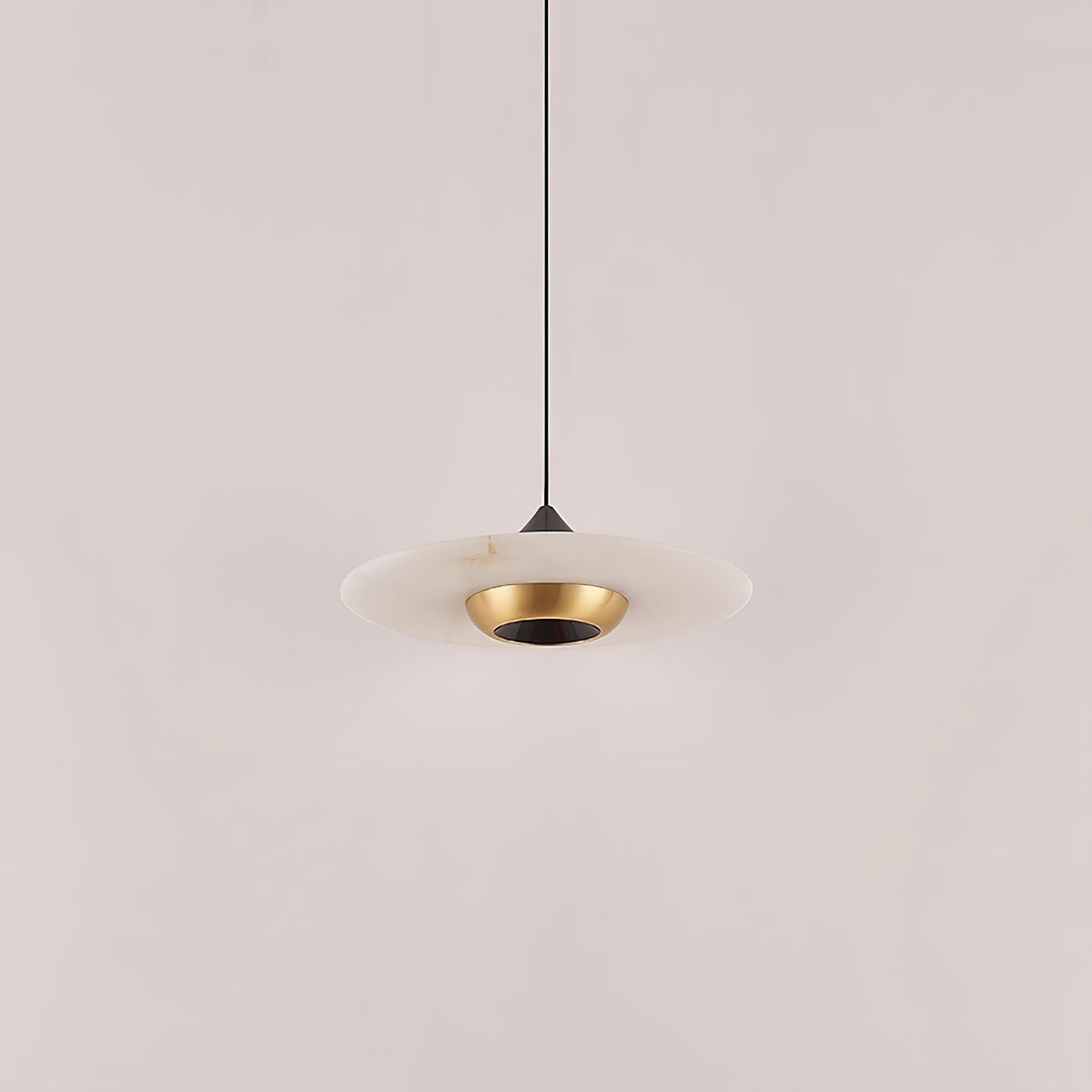 Ipno LED Alabaster Pendant Light - Sleek Aluminum & Natural Spanish Alabaster Disc Pendant