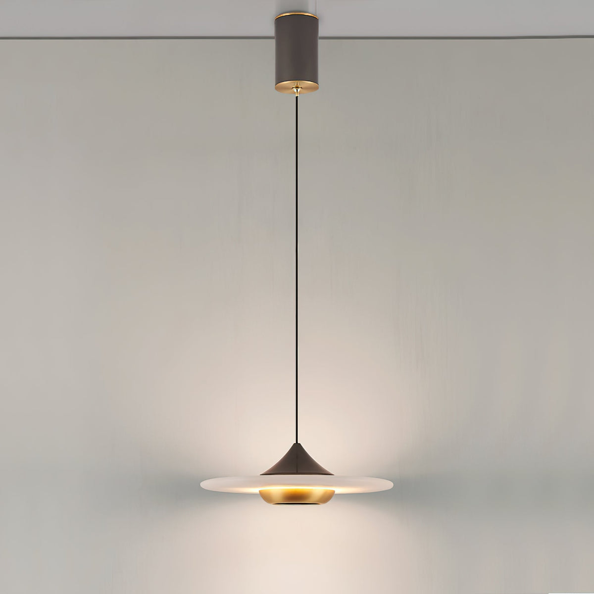 Ipno LED Alabaster Pendant Light - Sleek Aluminum & Natural Spanish Alabaster Disc Pendant