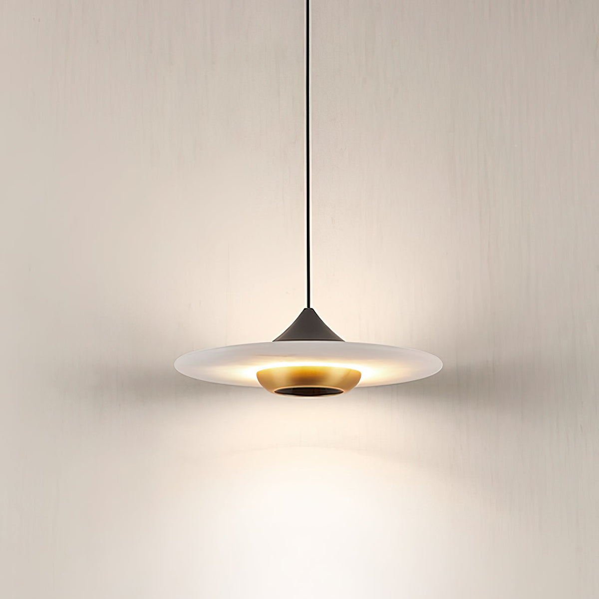 Ipno LED Alabaster Pendant Light - Sleek Aluminum & Natural Spanish Alabaster Disc Pendant