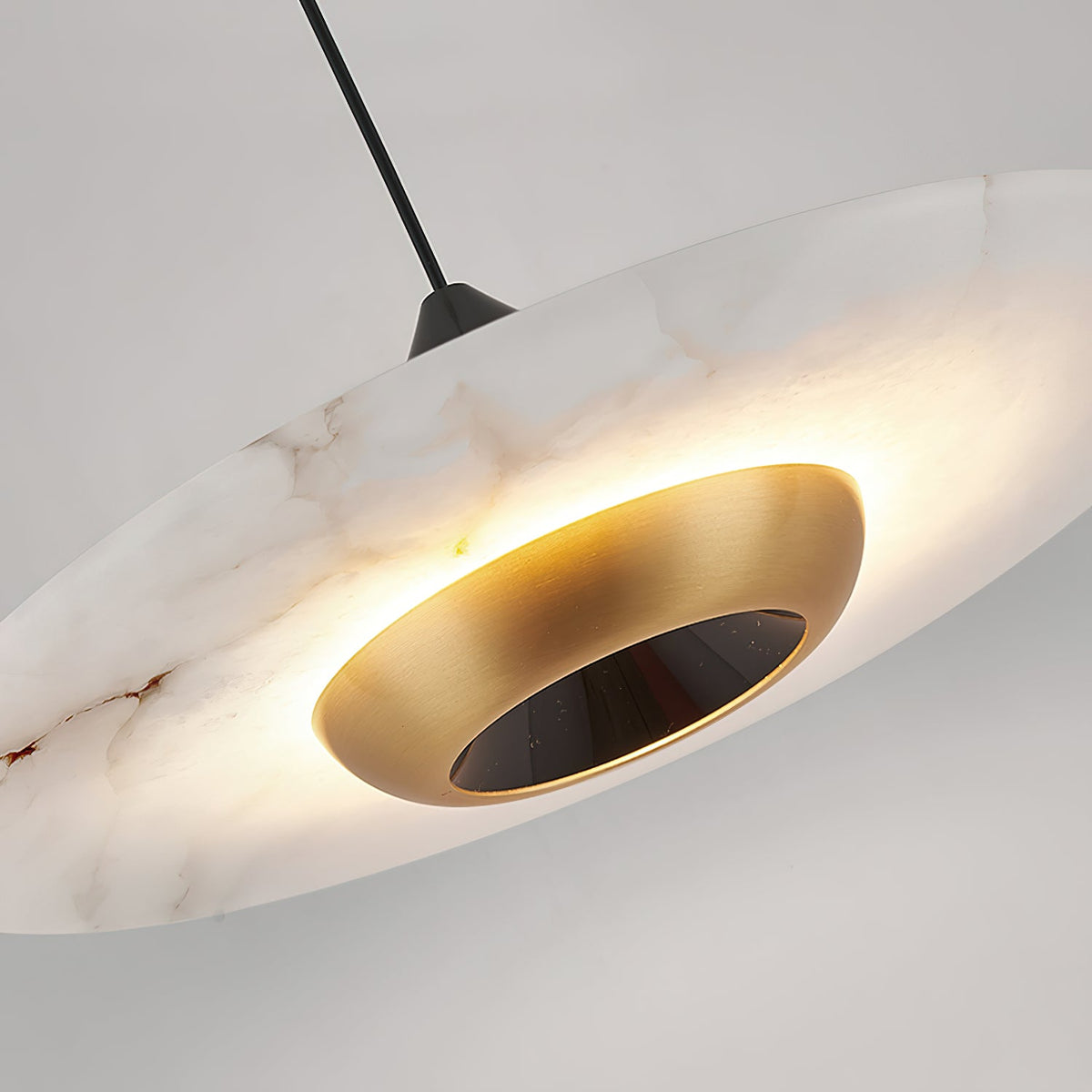 Ipno LED Alabaster Pendant Light - Sleek Aluminum & Natural Spanish Alabaster Disc Pendant