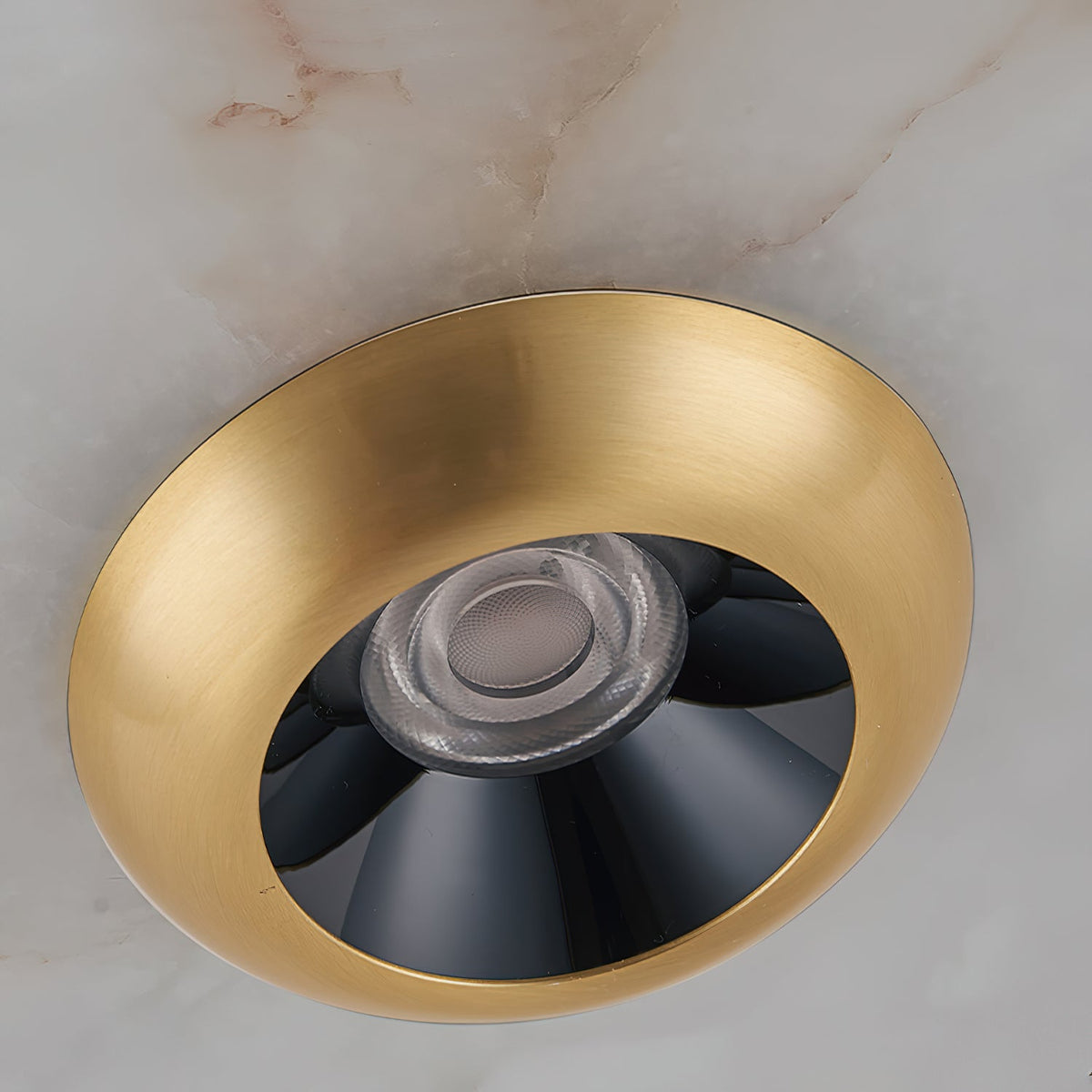 Ipno LED Alabaster Pendant Light - Sleek Aluminum & Natural Spanish Alabaster Disc Pendant