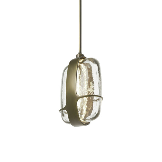 Iris Pendant Lamp - Textured Glass & Fluid Sculptural Metal Integrated LED Pendant