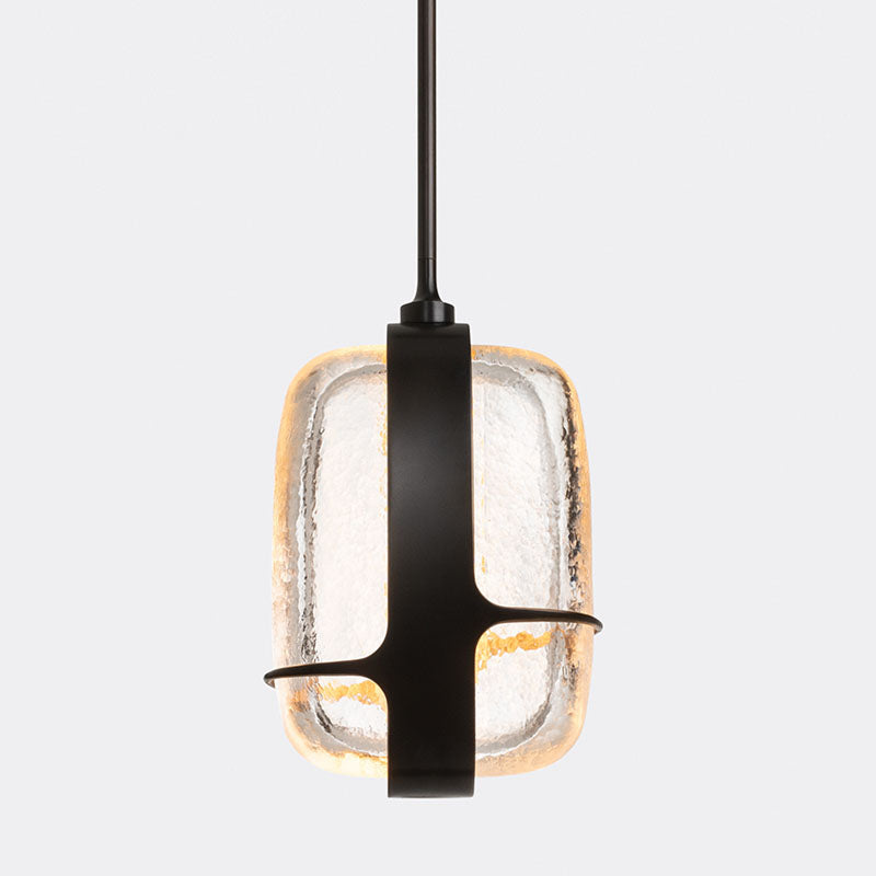Iris Pendant Lamp - Textured Glass & Fluid Sculptural Metal Integrated LED Pendant