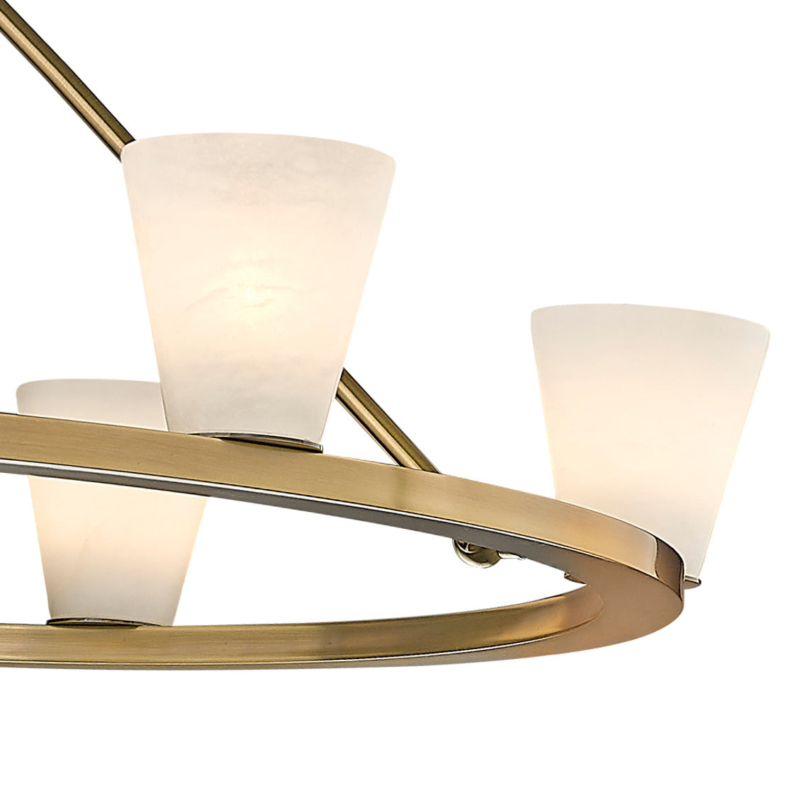 Ironstone Alabaster Chandelier - Reversible Carved Natural Spanish Alabaster & Gold Steel 10-Light Chandelier