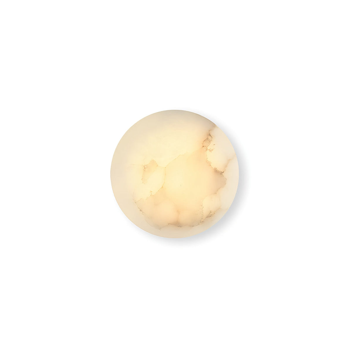 Iveala Single Alabaster Wall Lamp - Natural Spanish Alabaster Circle & Antique Brass LED Sconce