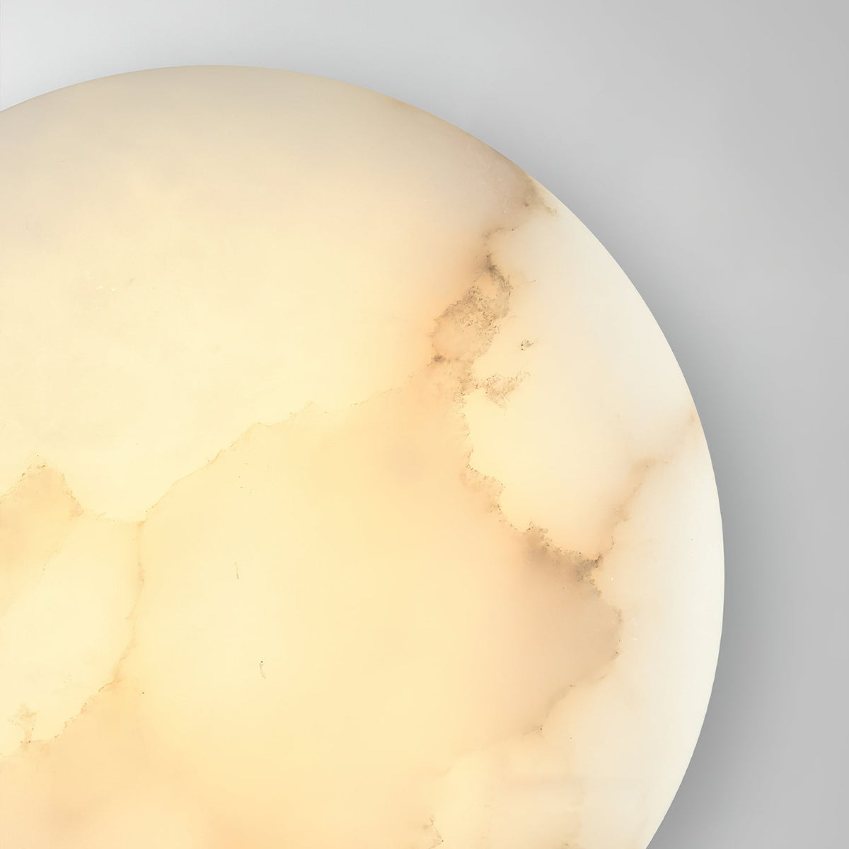 Iveala Single Alabaster Wall Lamp - Natural Spanish Alabaster Circle & Antique Brass LED Sconce