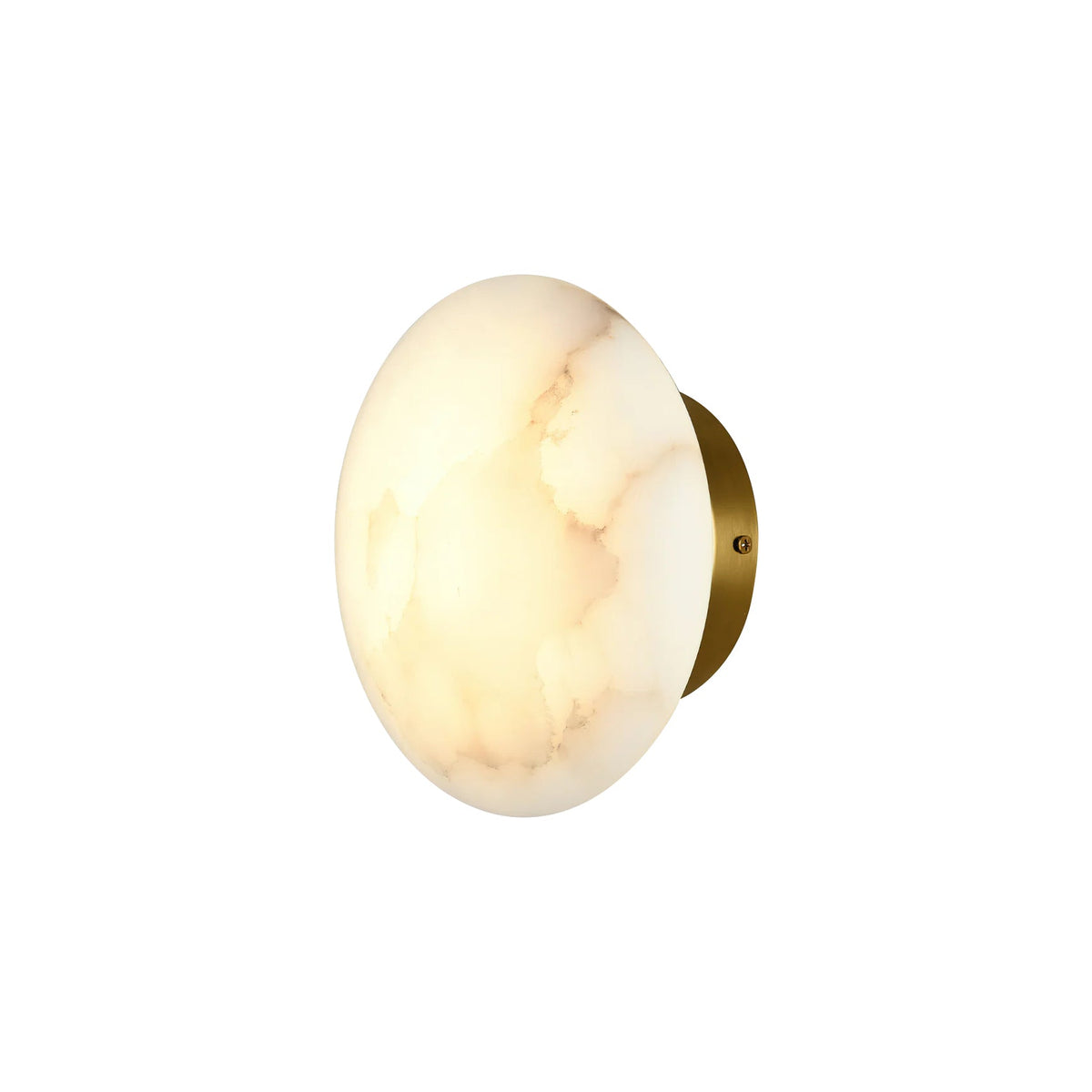 Iveala Single Alabaster Wall Lamp - Natural Spanish Alabaster Circle & Antique Brass LED Sconce