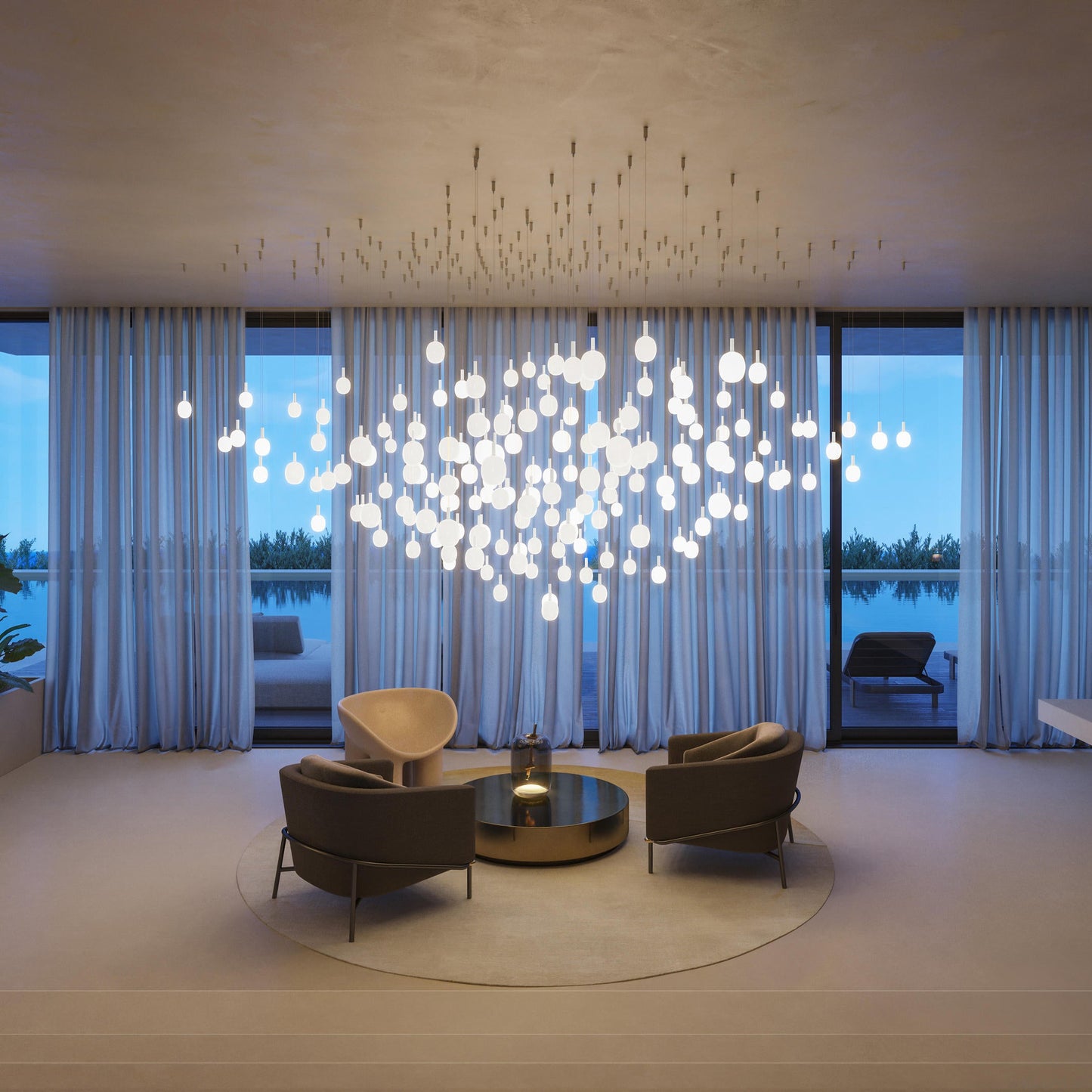 Matteo Horizontal Pendant Lamp - Nature-Inspired Modular Glass Globe Linear Light