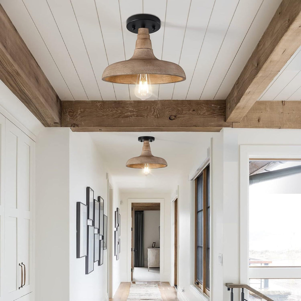 Jacob Pendant Light - Handcrafted Solid Wood Wide Dome Scandinavian Pendant