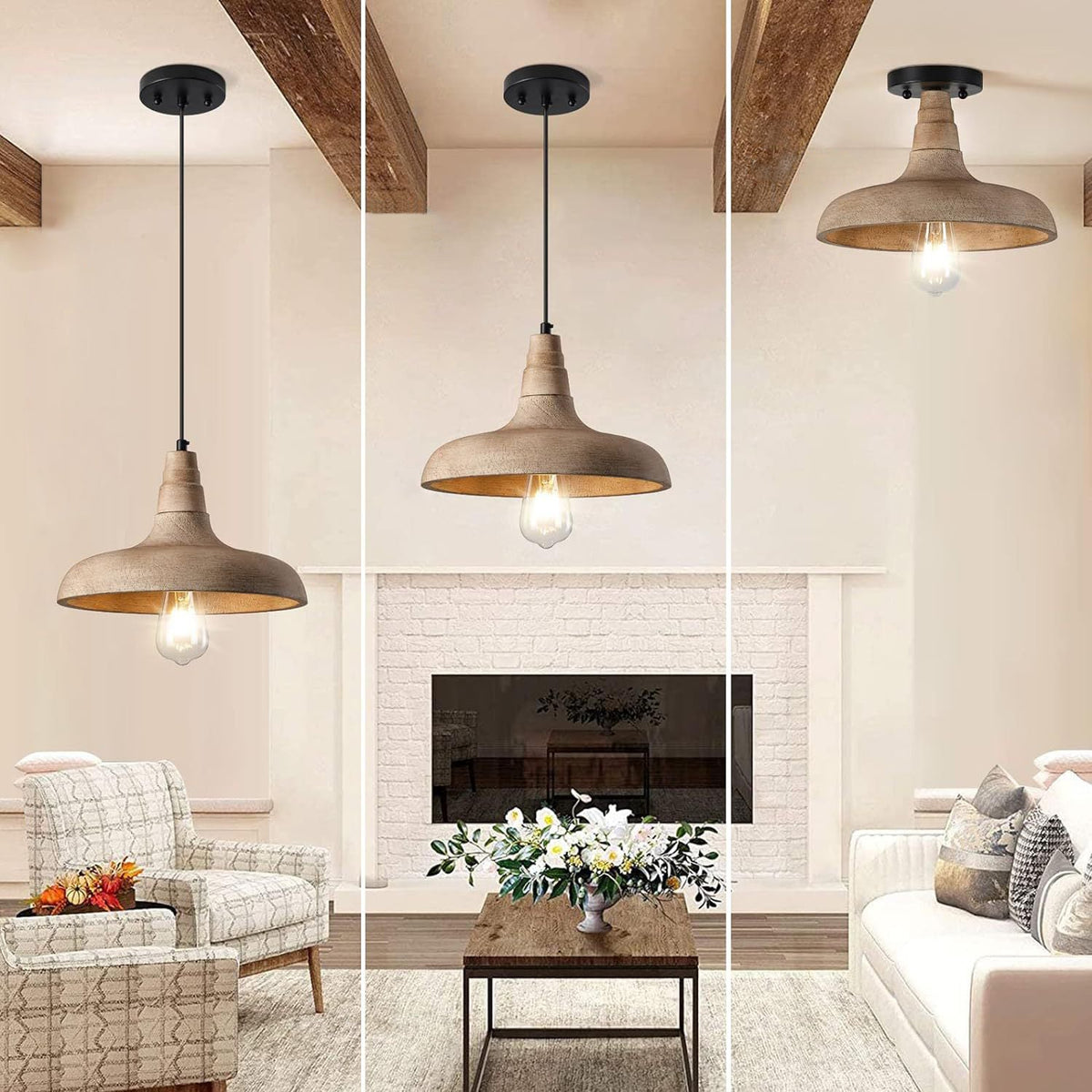 Jacob Pendant Light - Handcrafted Solid Wood Wide Dome Scandinavian Pendant