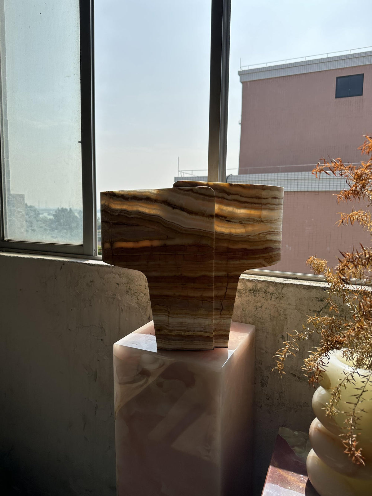Jade Texture Table Lamp - Genuine Agate Jade Sculptural Table Light