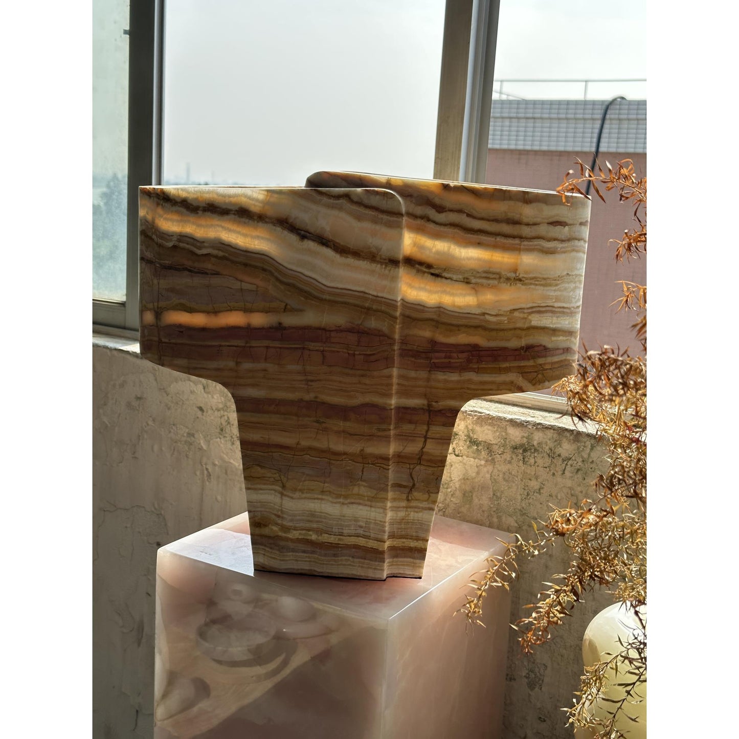 Jade Texture Table Lamp - Genuine Agate Jade Sculptural Table Light
