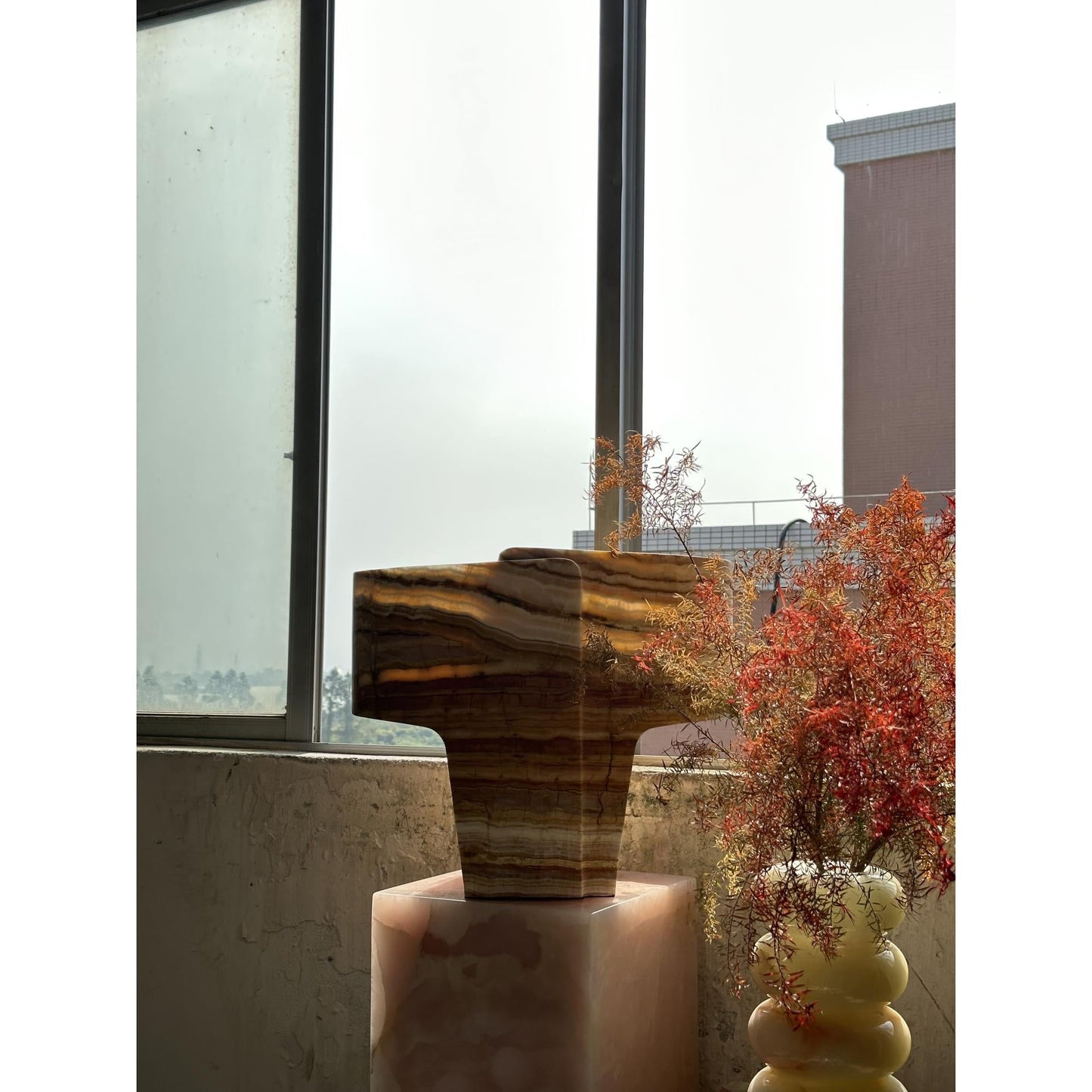 Jade Texture Table Lamp - Genuine Agate Jade Sculptural Table Light