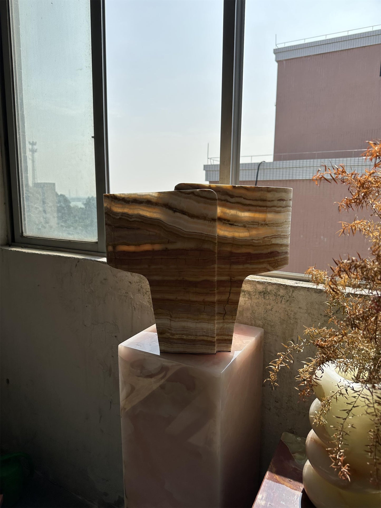 Jade Texture Table Lamp - Genuine Agate Jade Sculptural Table Light