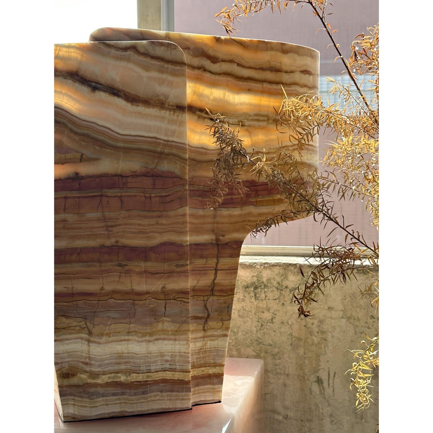 Jade Texture Table Lamp - Genuine Agate Jade Sculptural Table Light