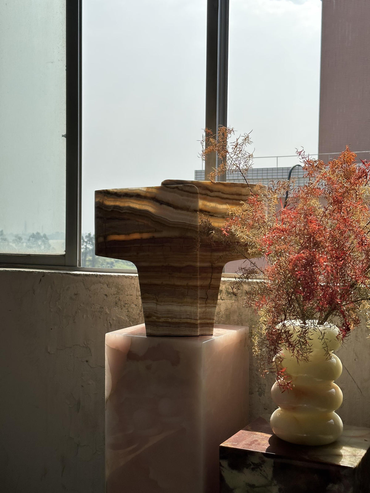 Jade Texture Table Lamp - Genuine Agate Jade Sculptural Table Light