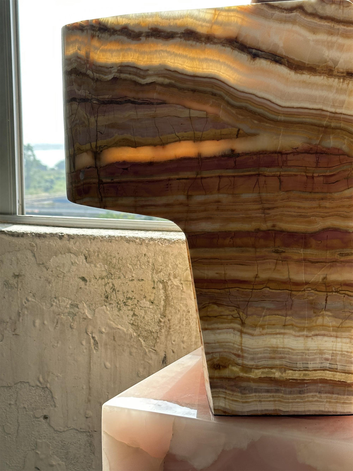 Jade Texture Table Lamp - Genuine Agate Jade Sculptural Table Light