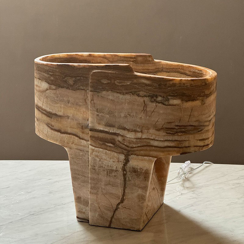Jade Texture Table Lamp - Genuine Agate Jade Sculptural Table Light