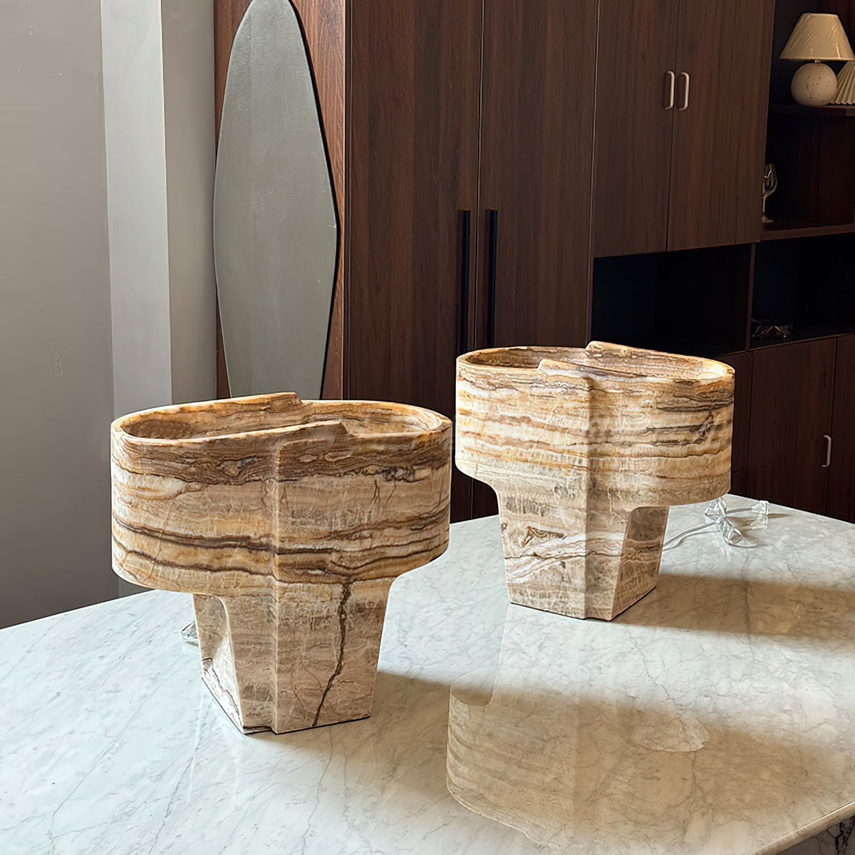 Jade Texture Table Lamp - Genuine Agate Jade Sculptural Table Light