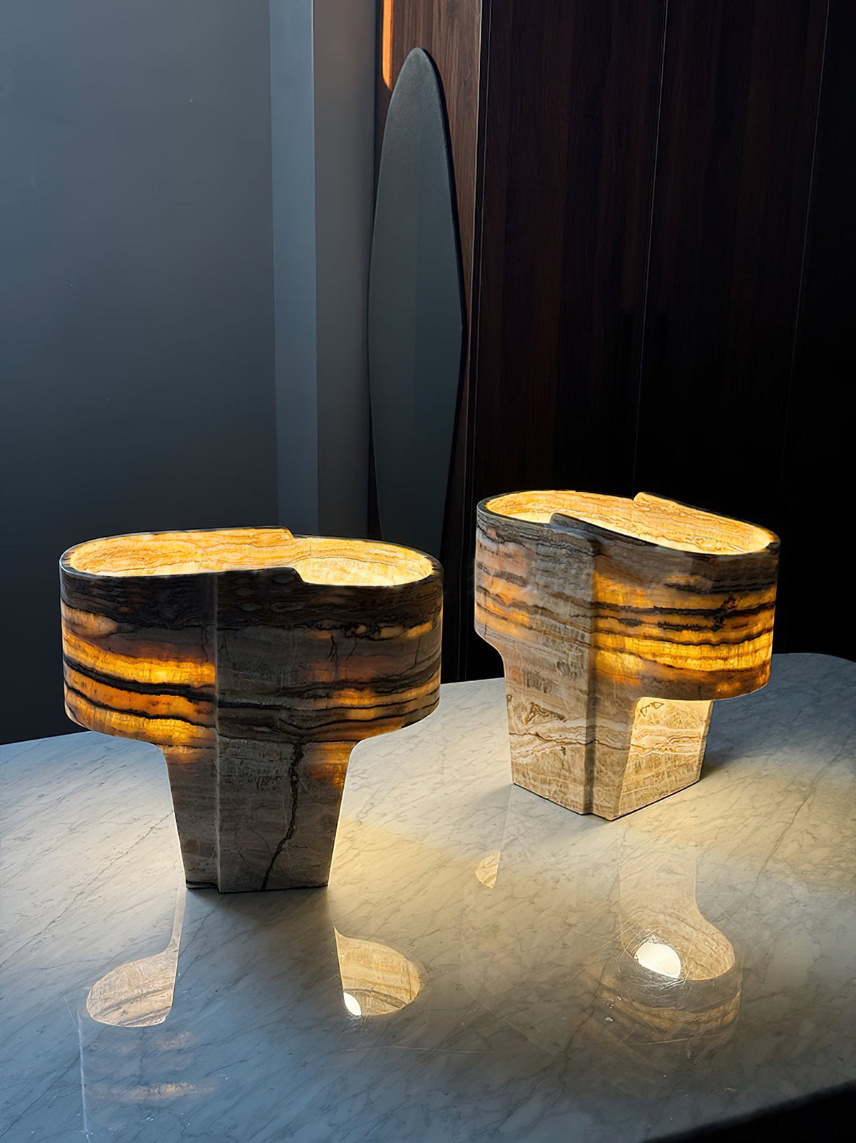 Jade Texture Table Lamp - Genuine Agate Jade Sculptural Table Light