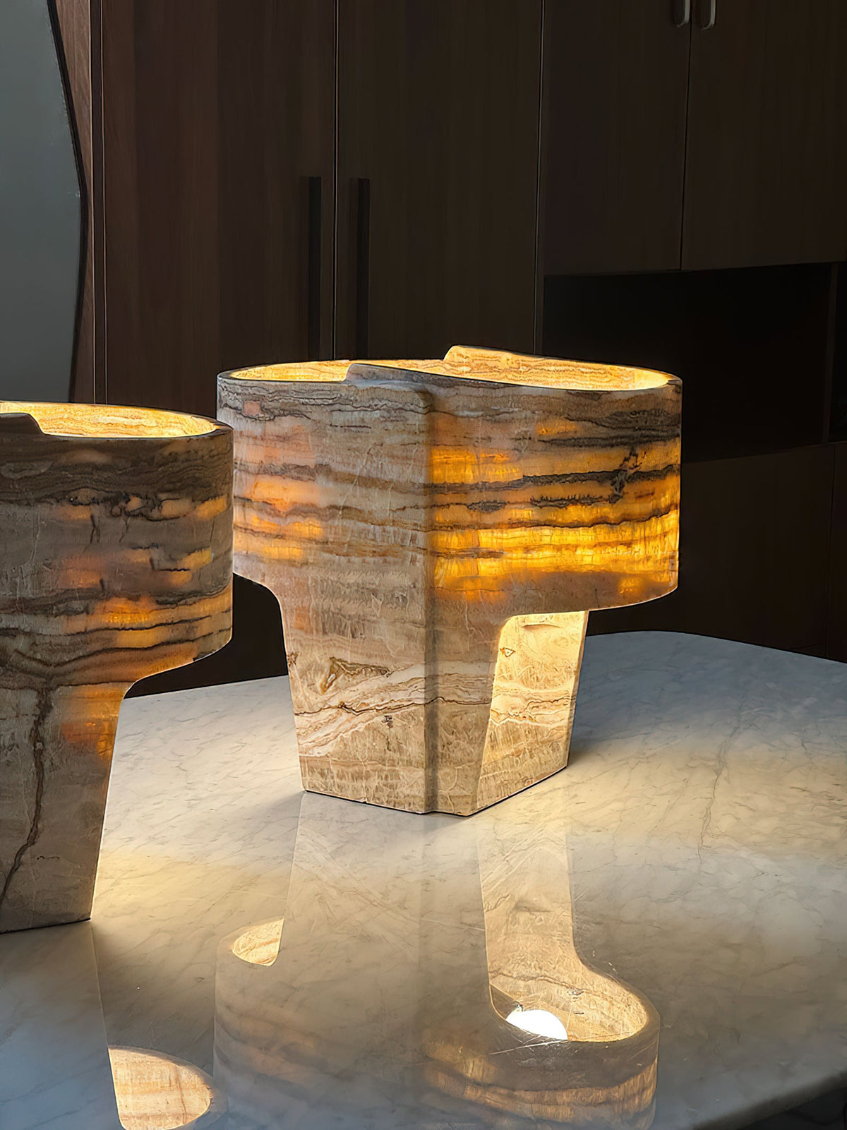 Jade Texture Table Lamp - Genuine Agate Jade Sculptural Table Light