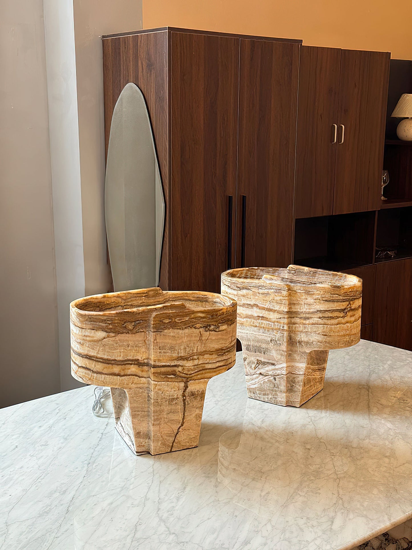 Jade Texture Table Lamp - Genuine Agate Jade Sculptural Table Light
