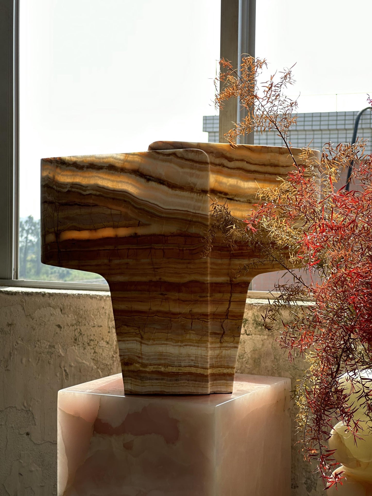 Jade Texture Table Lamp - Genuine Agate Jade Sculptural Table Light