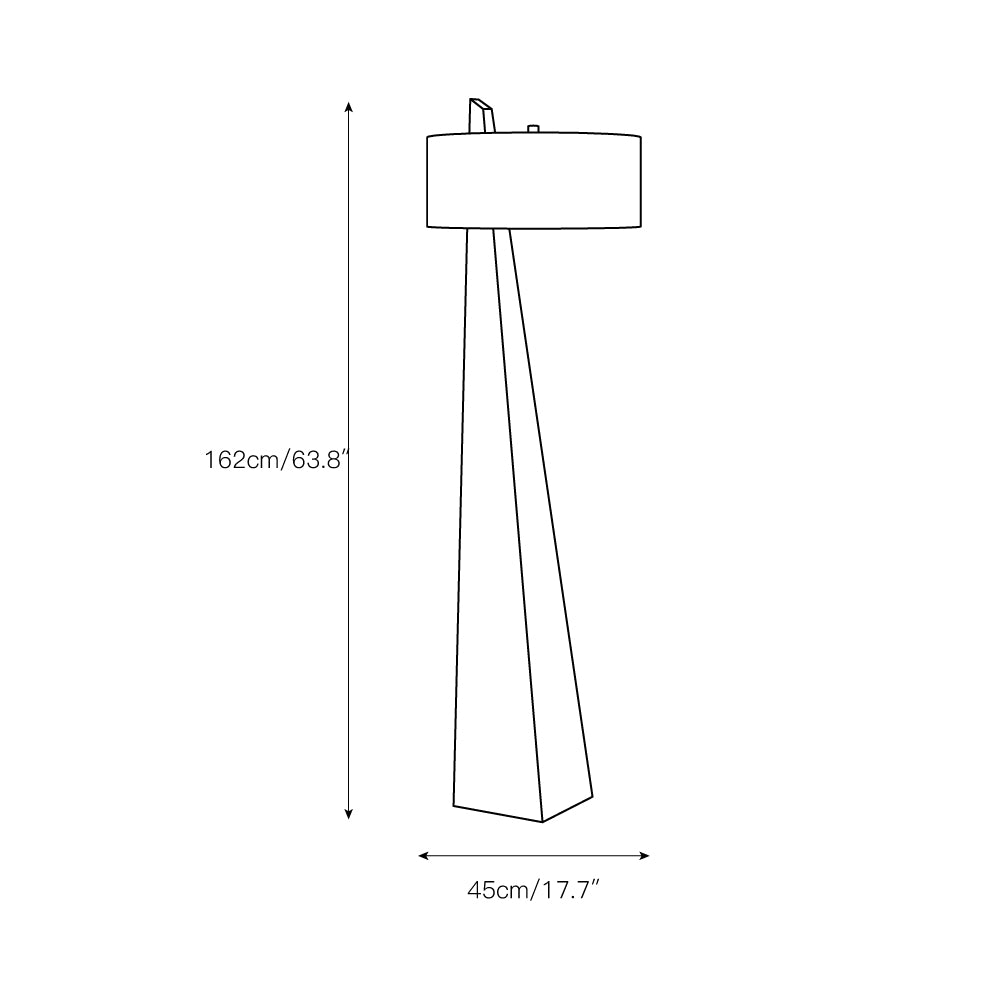 Jett Obelisk Floor Lamp - Tapered Pyramid Iron Base & Asymmetric Linen Drum Shade Light