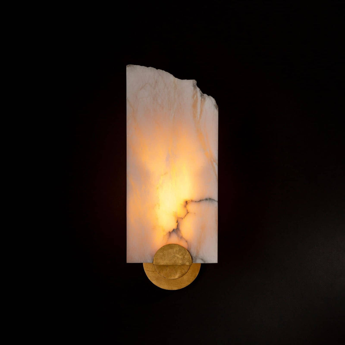 Jonah Alabaster Wall Lamp - Natural Raw Edge Spanish Alabaster & Brass Sconce