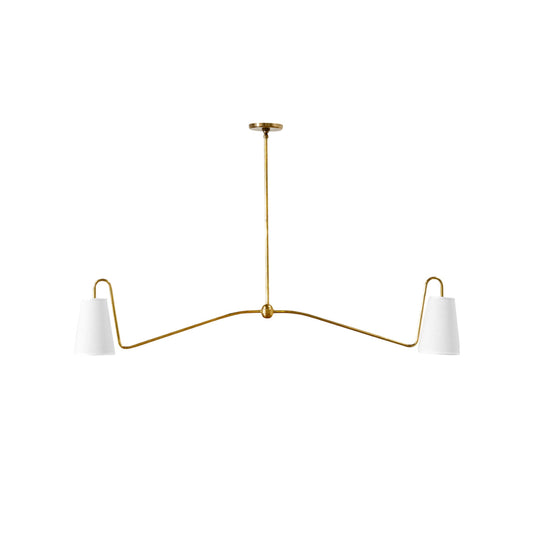 Jonas Linear Pendant Lamp - Architectural Brass & Fabric Shade 2-Light Linear Pendant